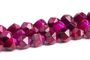Rose Red Tiger Eye Beads Star Cut Faceted Gemstone Loose Beads 5-6/7-8MM - Picture 1 of 4