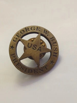 Prendedor de oro George W. Bush Presidente EE. UU. Foto 1 de 2