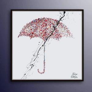 Painting 35" Pink umbrella, Original Handmade oil painting on canvas, pop art - Picture 1 of 5