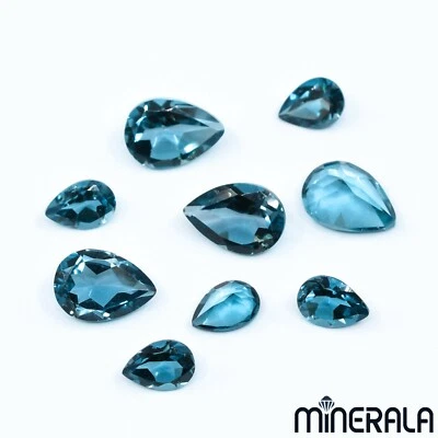 TOPACIO NATURAL LONDRES AZUL PIEDRA PRECIOSA SUELTA PERA FACETADA 5x7mm-7x10mm WP027A4 Foto 1 de 3