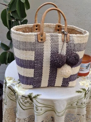 Vintage Women's Mar Y Sol Straw/Leather Getaway Boho Chic Tote Bag  - Image 1 of 4