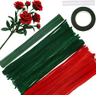 200 pièces nettoyeurs de tuyaux fournitures artisanales à faire soi-même kit de fabrication de bouquets roses rouge chenille