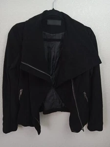 SL8 Faux Suede Moto Biker Black Jacket XS - Picture 1 of 4