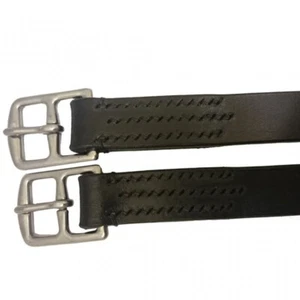STIRRUP LEATHERS 32" CHILDRENS ENGLISH LEATHER HAVANA BLACK * FREE POSTAGE* - Picture 1 of 3