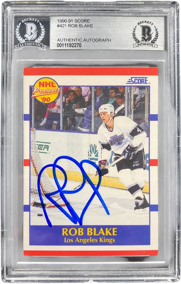 ROB BLAKE ASSINADO 1990/91 PONTUAÇÃO CARTÃO DE CONTROLE REMOTO NOVATO #421 BECKETT BAS - Imagem 1 de 1