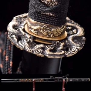 Espada Samurai Japonesa Dragon Ninja Combat Ready Negra 9260 Resorte - Imagen 1 de 10