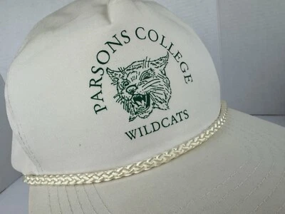 Parsons College Wildcats ~ Fairfield Iowa Defunct ~ Snapback Rope Hat Vtg 80s - Image 1 of 4
