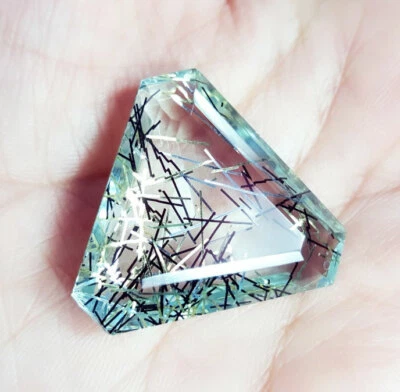 Loose Gemstone 49.80 Ct Rutilated Quartz Certified Transparent Fancy Shape Gem - Image 1 of 4