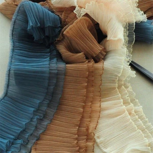 2m 3 Layers Pleated Mesh Edging Fabric Lace Trim Frill Lolita Dress DIY Sew Soft - Picture 1 of 17