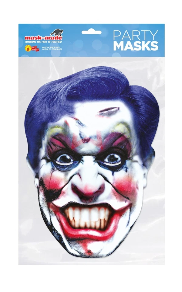 Scary Clown 2D Card Party Face Mask -  Circus Halloween Fancy Dress Up - Image 1 of 1