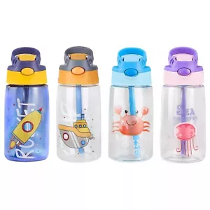 16.2Oz Leak-proof Kids Water Bottle with Straw Push Button Sport Water Bottle fo - Picture 1 of 11