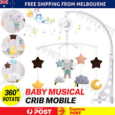 Baby Cot Hanging Musical Bed Bell Crib Wind Up Music Box Gift Rattle Toys AU