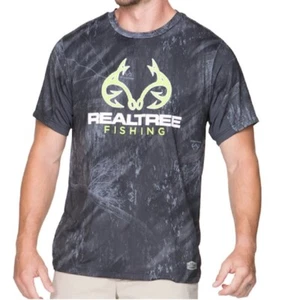  Realtree Logo Tee MEN'S Grey / Black NWT $50 (S,M,L,XL,XXL) Wind Performance  - Picture 1 of 1