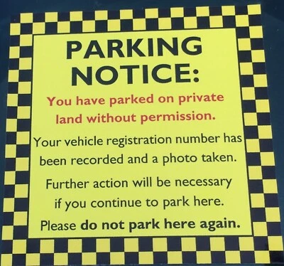 Private Parking Ticket Warning Sticker / Notice for Windscreen - Waterproof - Image 1 of 3