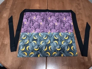 Homemade Waist Apron Halloween Bats Moons Skeletons Purple Black - Picture 1 of 1