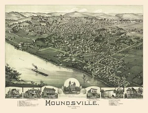 Historischer Panoramablick - Moundsville West Virginia - Moyer 1899 - 23 x 29,93 - Bild 1 von 20