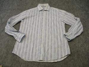 Bugatchi Button Up Shirt Mens Medium White Blue UOMO Long Sleeve Floral Adult - Picture 1 of 8