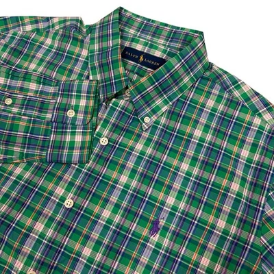 Ralph Lauren Button Down Shirt Mens Large Green Plaid Long Sleeve New with Tags - Image 1 of 4