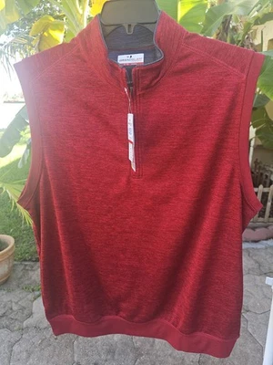 Grand Slam Men's X-Large Water-Repellent Fleece 1/4 Golf Vest, Dark Red Heather - Image 1 of 4