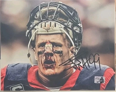 Фотография с автографом Джей Джея Уатта 8x10 Bloody Face Houston Texans сертификат подлинности JJWATT99 - Изображение 1 из 3