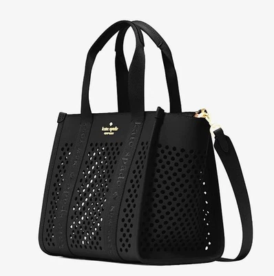 New Kate Spade KL005 Kip Perforated Leather Small Tote Black - Image 1 of 4