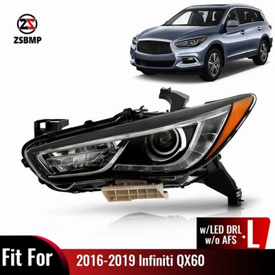 For 2016-2019 Infiniti QX60 HID w/LED DRL non-AFS Projector Headlight Left Side Foto 1 de 4