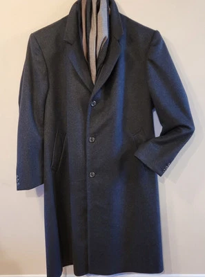 Long Dress Overcoat Mens Cashmere/Wool Blend Siz 48 L Top Trench Coat Classy! - Image 1 of 4