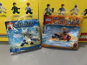 Lot of 2 LEGO *CHIMA* Worriz' Fire Bike (30265) & *Ewar's Acro Fighter* (30250)
