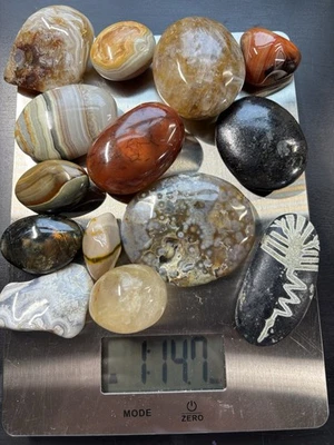 Lote de piedras de palma pulidas de 1,14 libras cristales piedras preciosas y caídas Foto 1 de 4