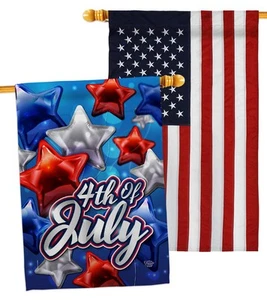 Celebrate 4th of July House Flag - Pack Patriotic Fourth Independence Day Fir... - Picture 1 of 9