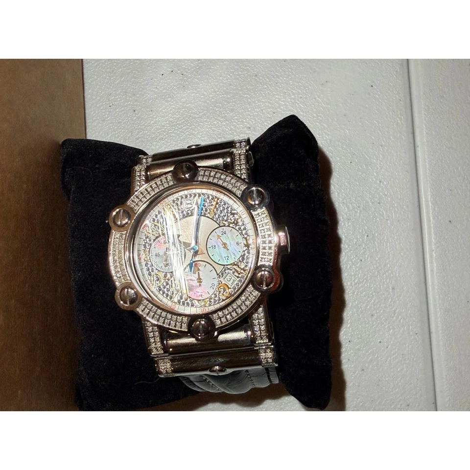 JBW 10th Anniversary Chronograph Watch Diamond Bezel MOP Dial Japan Movement - Image 1 of 4