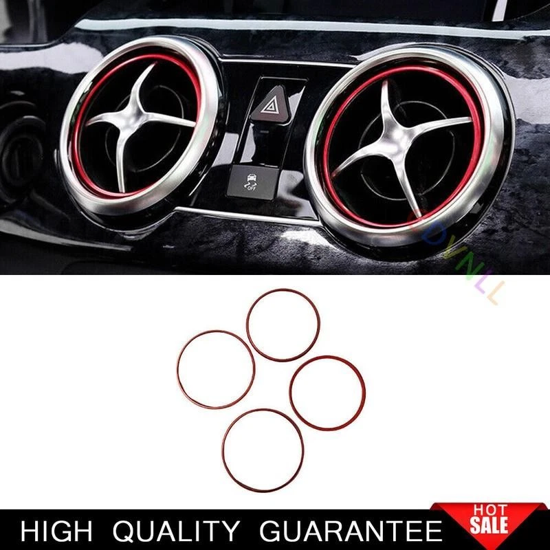 For Mercedes-Benz GLK 2009-2015 Red Aluminum Central Console Air Outlet Vent 4* - Image 1 of 1