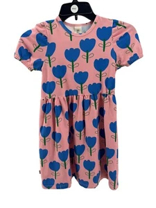 Don't Grow Up Girsl Blue Pink Flower Dress W/Puff Sleeves Size 116/122 (6-7) - Picture 1 of 3