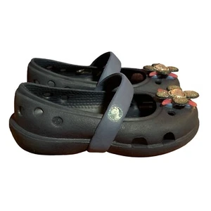 Crocs Shoes Toddler Girls 4 Keeley Springtime Flower Navy Blue Mary Jane Sandals - Picture 1 of 10