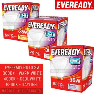 GU10 LED Bulbs Spot light Lamp Warm Cool Day White Down lights 3.1W-35W EVEREADY - Picture 1 of 13