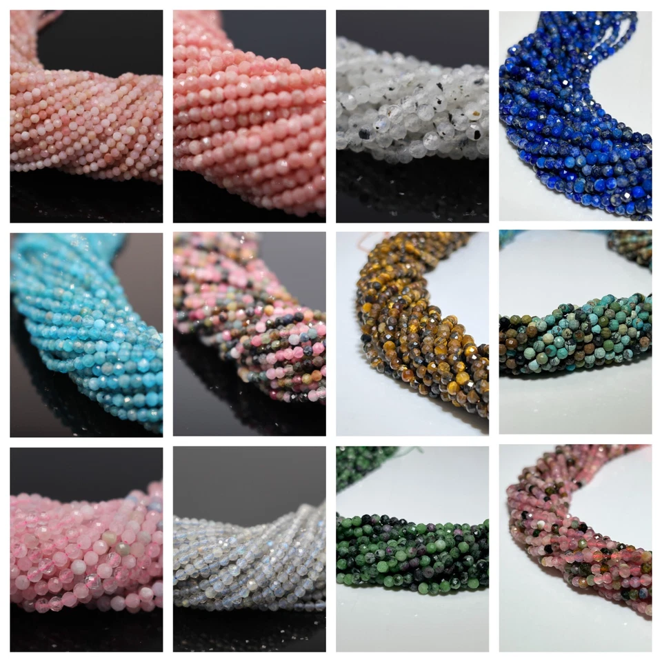 Edelsteinperlen facettiert Strang  2-4mm 40cm Kette Natursteine Heilstein - Bild 1 von 1