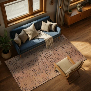 Scandinavian Patterned Brown Washable Rug, Viscose Woven Runner Rug - Picture 1 of 10