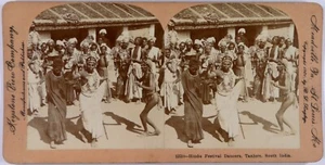 India.Tanjore.Hindu Festival.Dancers.Inde.Danceurs.Photo Stereo Keystone.Singley - Foto 1 di 1
