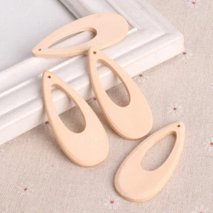5pcs Flat Teardrop 62x27mm Natural Wood Pendants Woodcraft For Earring Making - Picture 1 of 4