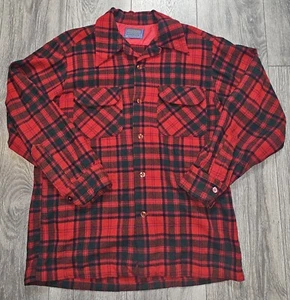 Vintage Pendleton Wolle Jac Board Hemd Loop Kragen Klappentasche kariert rot Herren M - Bild 1 von 7