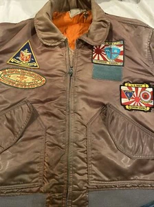 Vintage Rare Navy Bomber Jacket United States Navy Aviation USS Midway - Picture 1 of 14