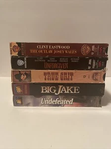 Western VHS Tape Lot Clint Eastwood John Wayne Movies True Grit Josey Wales Etc. - Picture 1 of 6