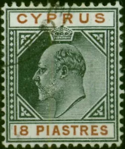 Zypern 1904 18pi Black & Brown SG58 sehr guter Zustand - Bild 1 von 1