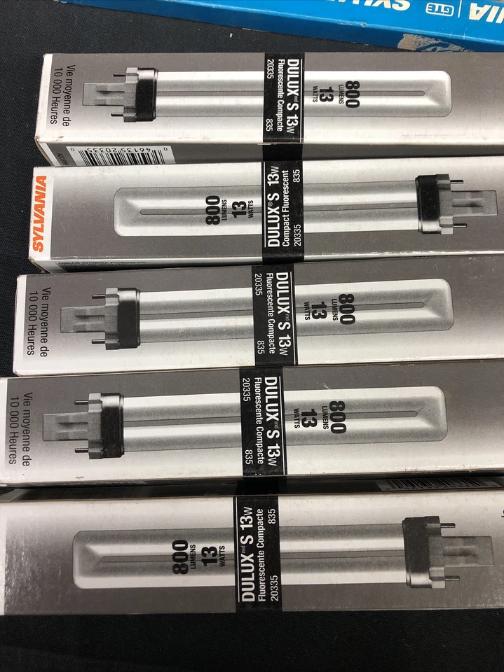 5-Sylvania 13W Dulux S Compact Fluorescent White GX23 Base CF13DS/800 ECO 20335 - Image 1 of 4