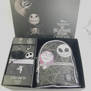 Disney Nightmare Before Christmas 3 Piece Set Mini Backpack ID Wallet Keychain - Picture 1 of 12