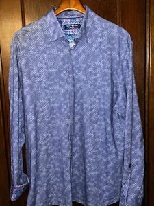 STONE ROSE PURPLE DIAMOND PRINT STRETCH COTTON SHIRT XXL SLIM FIT FLIP CUFFS - Picture 1 of 5