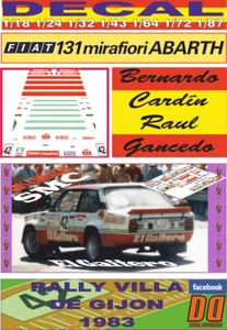 DECAL FIAT 131 ABARTH B.CARDIN R. VILLA DE GIJON 1983 (08) - Picture 1 of 1