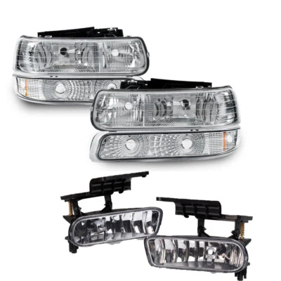 Headlights Bumper Lamp w/Fog Lights Fit For 00-06 GMC Yukon XL 99-02 Sierra 1500 - Image 1 of 4