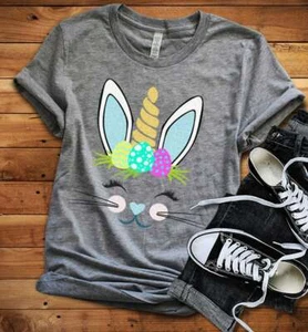 NEW! Cute Easter Bunny Unicorn Baby Kids Adults Sizes Holiday Fun T-shirts - Picture 1 of 5
