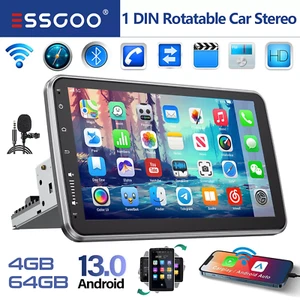Apple CarPlay Single 1DIN Rotatable 10.1'' Android 13 Car Stereo Radio GPS 4+64G - Picture 1 of 15